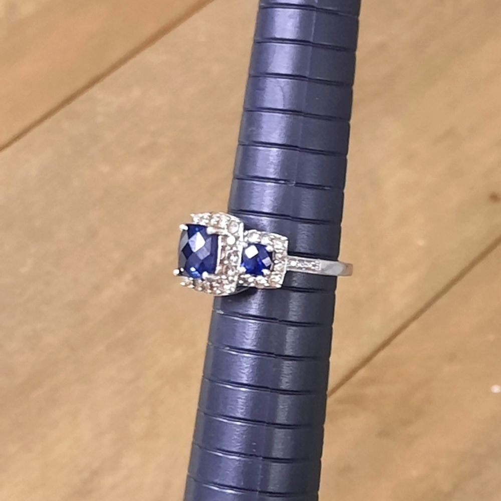 Vintage Ross-Simons Blue Sapphire Halo Ring In Sterling Silver. Size 7. - Picture 7 of 11